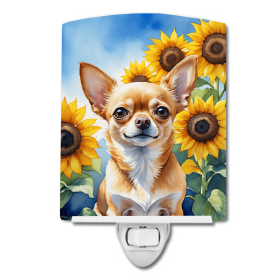 Chihuahua 6051 In Sunflowers Ceramic Night Light