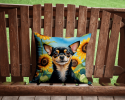 Chihuahua 6052 In Sunflowers Throw Pillow