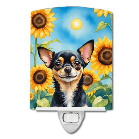 Chihuahua 6052 In Sunflowers Ceramic Night Light