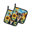 Chihuahua 6052 In Sunflowers Pair of Potholders