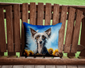 Chinese Crested 6053 In Sunflowers Throw Pillow