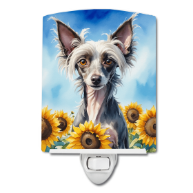 Chinese Crested 6053 In Sunflowers Ceramic Night Light