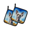 Chinese Crested 6053 In Sunflowers Pair of Potholders
