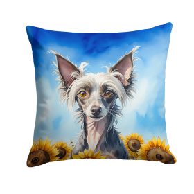 Chinese Crested 6053 In Sunflowers Throw Pillow