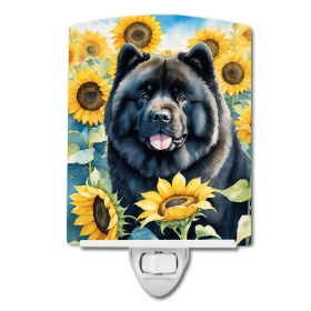 Chow Chow 6054 In Sunflowers Ceramic Night Light