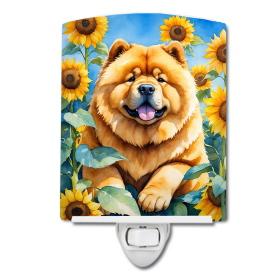 Chow Chow 6055 In Sunflowers Ceramic Night Light