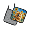 Chow Chow 6055 In Sunflowers Pair of Potholders