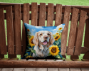 Clumber Spaniel 6056 In Sunflowers Throw Pillow