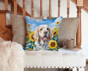 Clumber Spaniel 6056 In Sunflowers Throw Pillow
