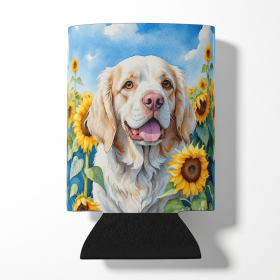 Clumber Spaniel 6056 In Sunflowers Can or Bottle Hugger