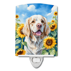 Clumber Spaniel 6056 In Sunflowers Ceramic Night Light