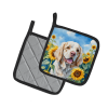 Clumber Spaniel 6056 In Sunflowers Pair of Potholders