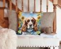 Cocker Spaniel 6058 In Sunflowers Throw Pillow