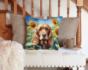 Cocker Spaniel 6059 In Sunflowers Throw Pillow