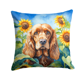 Cocker Spaniel 6059 In Sunflowers Throw Pillow