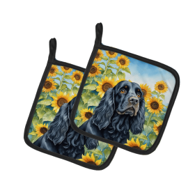 Cocker Spaniel 6060 In Sunflowers Pair of Potholders