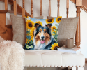 Collie 6061 In Sunflowers Throw Pillow