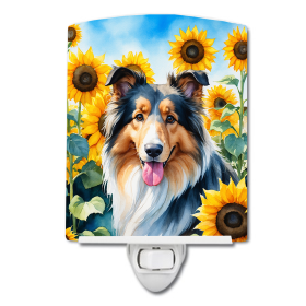 Collie 6061 In Sunflowers Ceramic Night Light