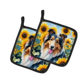 Collie 6061 In Sunflowers Pair of Potholders