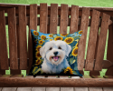Coton de Tulear 6063 In Sunflowers Throw Pillow