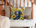 Curly-Coated Retriever 6064 In Sunflowers Throw Pillow