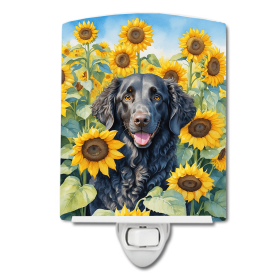 Curly-Coated Retriever 6064 In Sunflowers Ceramic Night Light