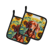 Dachshund 6065 In Sunflowers Pair of Potholders