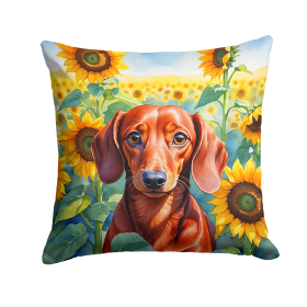 Dachshund 6065 In Sunflowers Throw Pillow