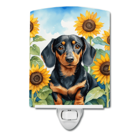 Dachshund 6066 In Sunflowers Ceramic Night Light