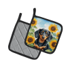 Dachshund 6066 In Sunflowers Pair of Potholders