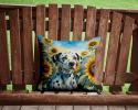 Dalmatian 6067 In Sunflowers Throw Pillow