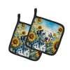 Dalmatian 6067 In Sunflowers Pair of Potholders
