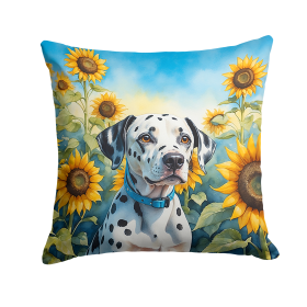 Dalmatian 6067 In Sunflowers Throw Pillow