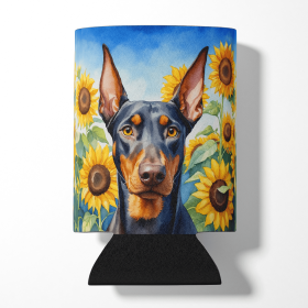 Doberman 6068 In Sunflowers Can or Bottle Hugger