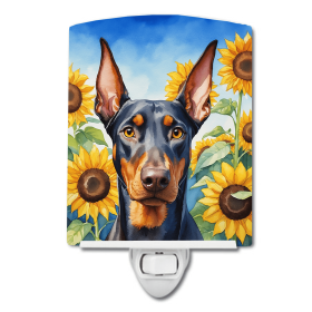 Doberman 6068 In Sunflowers Ceramic Night Light