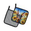 Doberman 6068 In Sunflowers Pair of Potholders