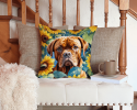 Dogue de Bordeaux 6069 In Sunflowers Throw Pillow