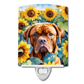 Dogue de Bordeaux 6069 In Sunflowers Ceramic Night Light