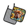 Dogue de Bordeaux 6069 In Sunflowers Pair of Potholders