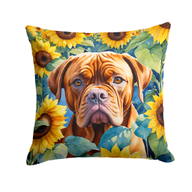 Dogue de Bordeaux 6069 In Sunflowers Throw Pillow