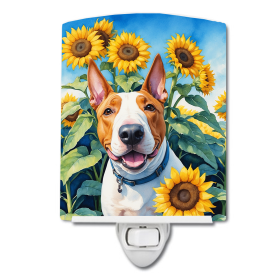 English Bull Terrier 6070 In Sunflowers Ceramic Night Light