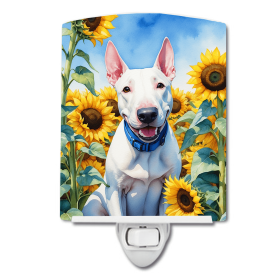 Bull Terrier 6071 In Sunflowers Ceramic Night Light