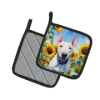Bull Terrier 6071 In Sunflowers Pair of Potholders