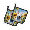 Bull Terrier 6071 In Sunflowers Pair of Potholders
