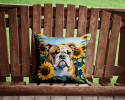 Bulldog 6072 In Sunflowers Throw Pillow