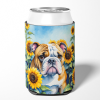English Bulldog 6072 In Sunflowers Can or Bottle Hugger