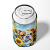 English Bulldog 6072 In Sunflowers Can or Bottle Hugger