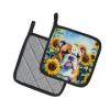 English Bulldog 6072 In Sunflowers Pair of Potholders