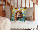 English Cocker Spaniel 6073 In Sunflowers Throw Pillow