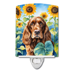 English Cocker Spaniel 6073 In Sunflowers Ceramic Night Light